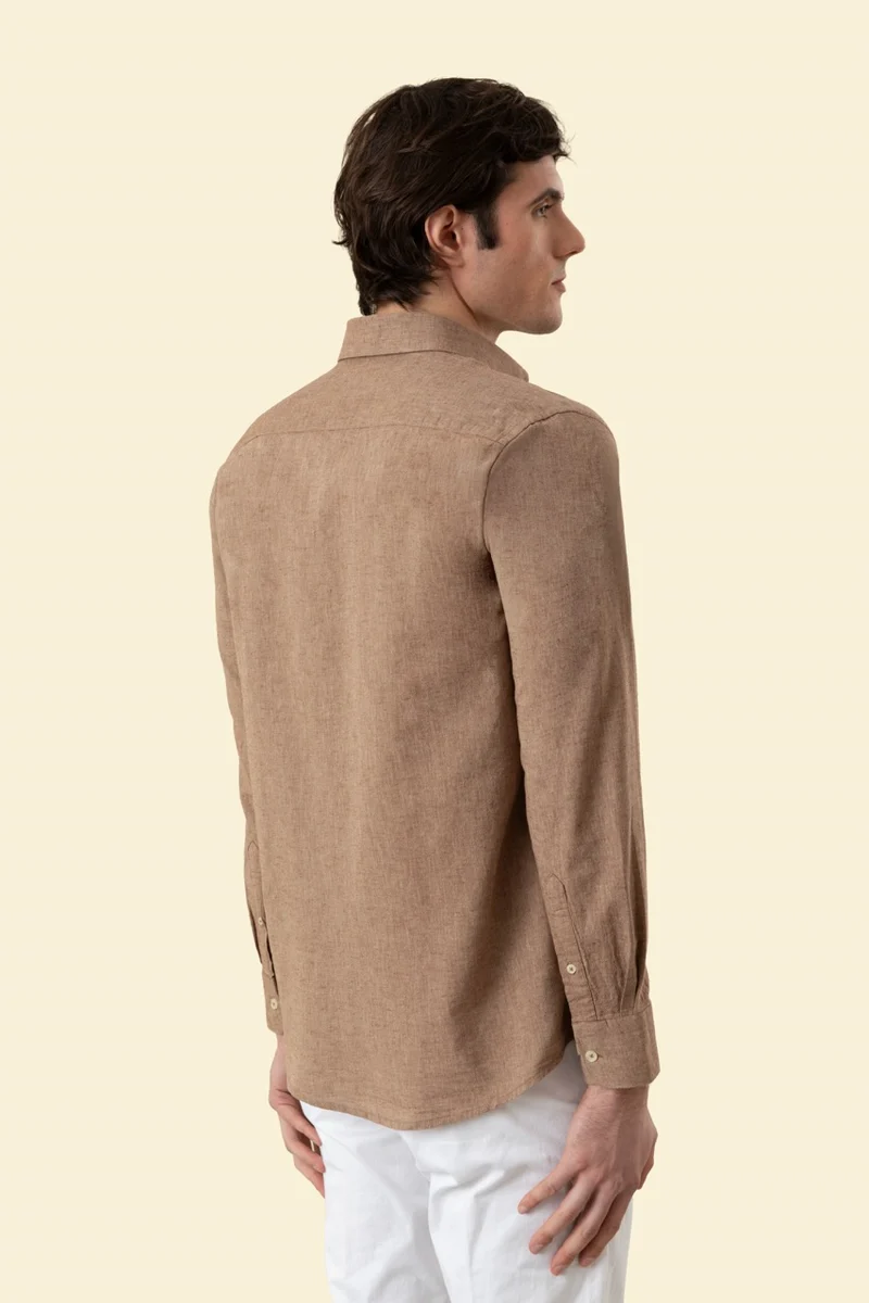 Camicia Button Down in misto lino cotone