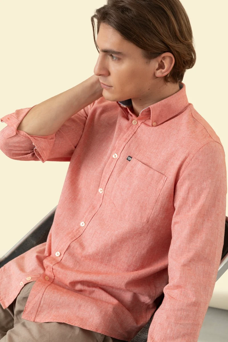 Camicia Button Down in misto lino cotone