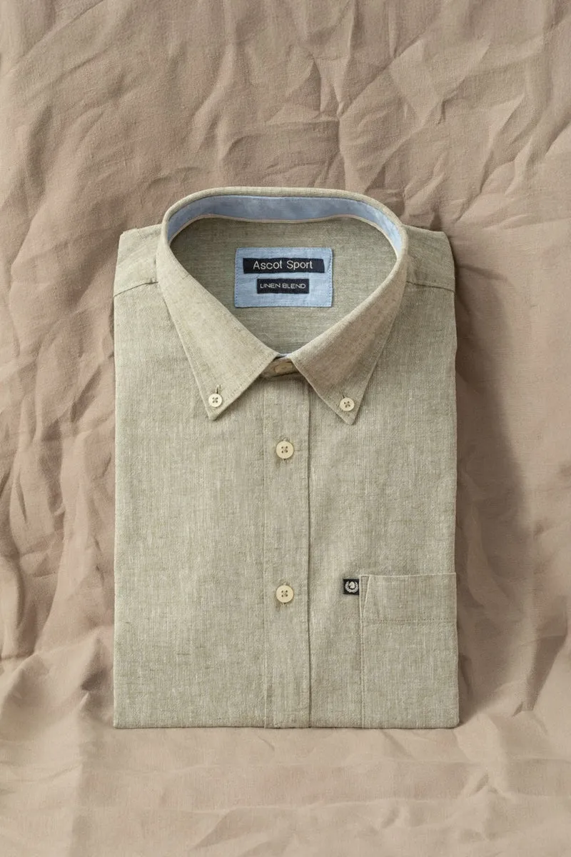 Camicia Button Down in misto lino cotone