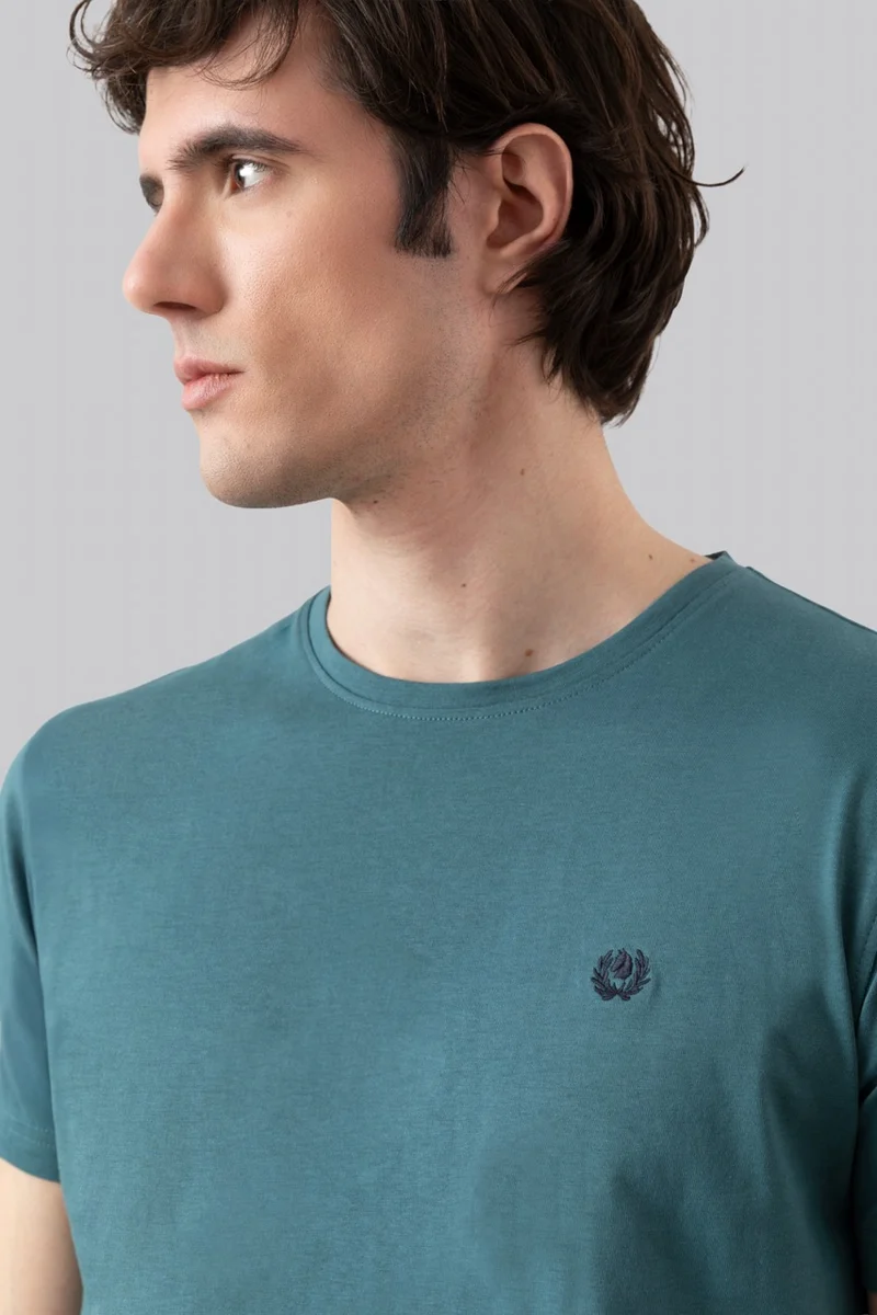 T-Shirt 100% Cotone con ricamo a contrasto