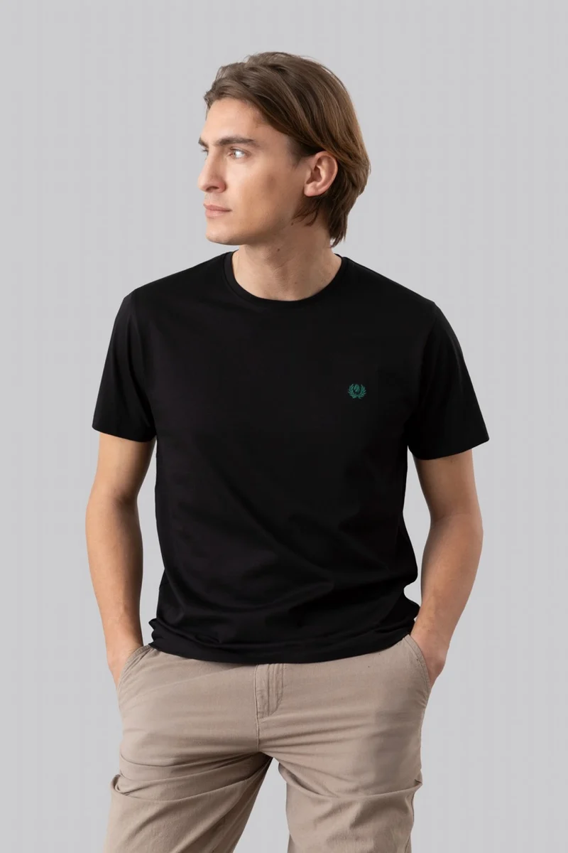 T-Shirt 100% Cotone con ricamo a contrasto
