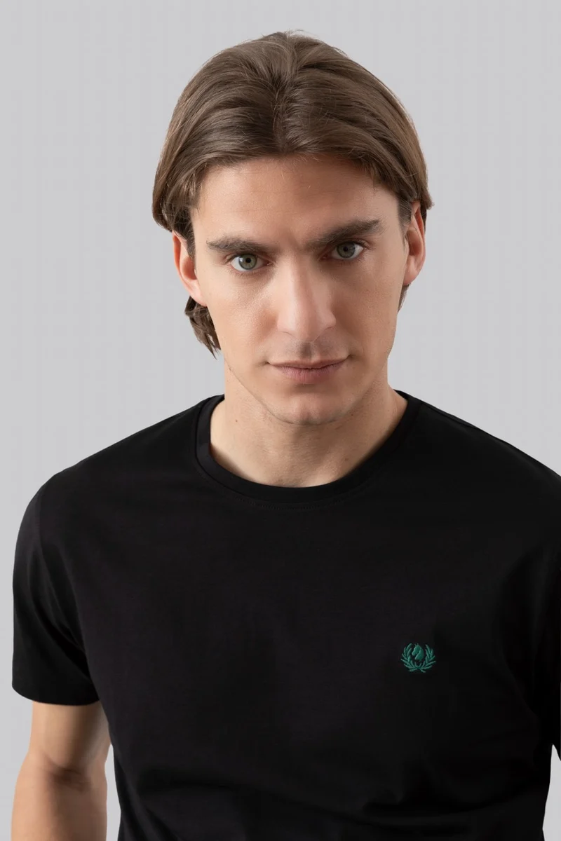T-Shirt 100% Cotone con ricamo a contrasto