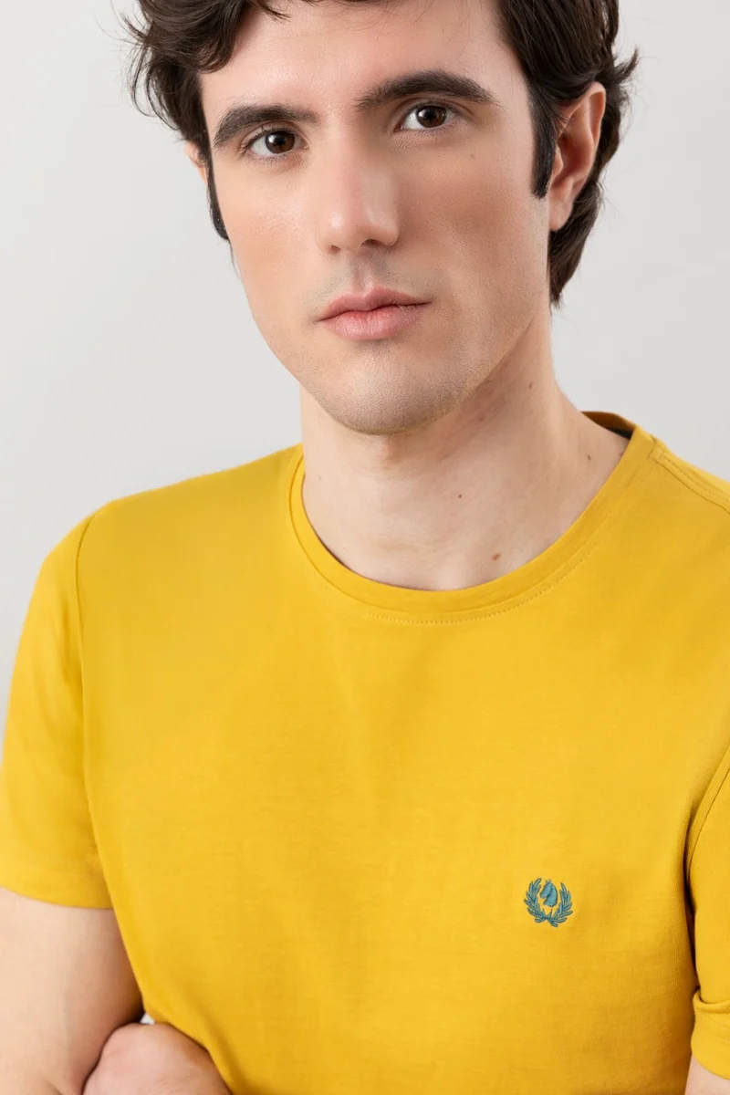 T-Shirt 100% Cotone con ricamo a contrasto