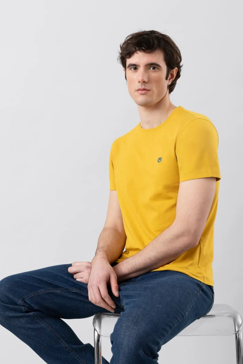 T-Shirt 100% Cotone con ricamo a contrasto