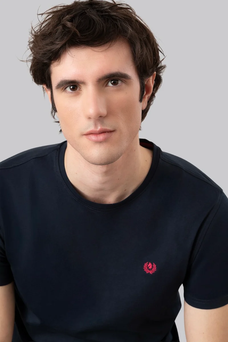 T-Shirt 100% Cotone con ricamo a contrasto