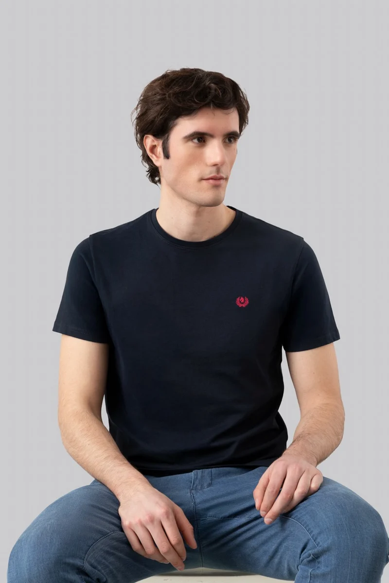 T-Shirt 100% Cotone con ricamo a contrasto