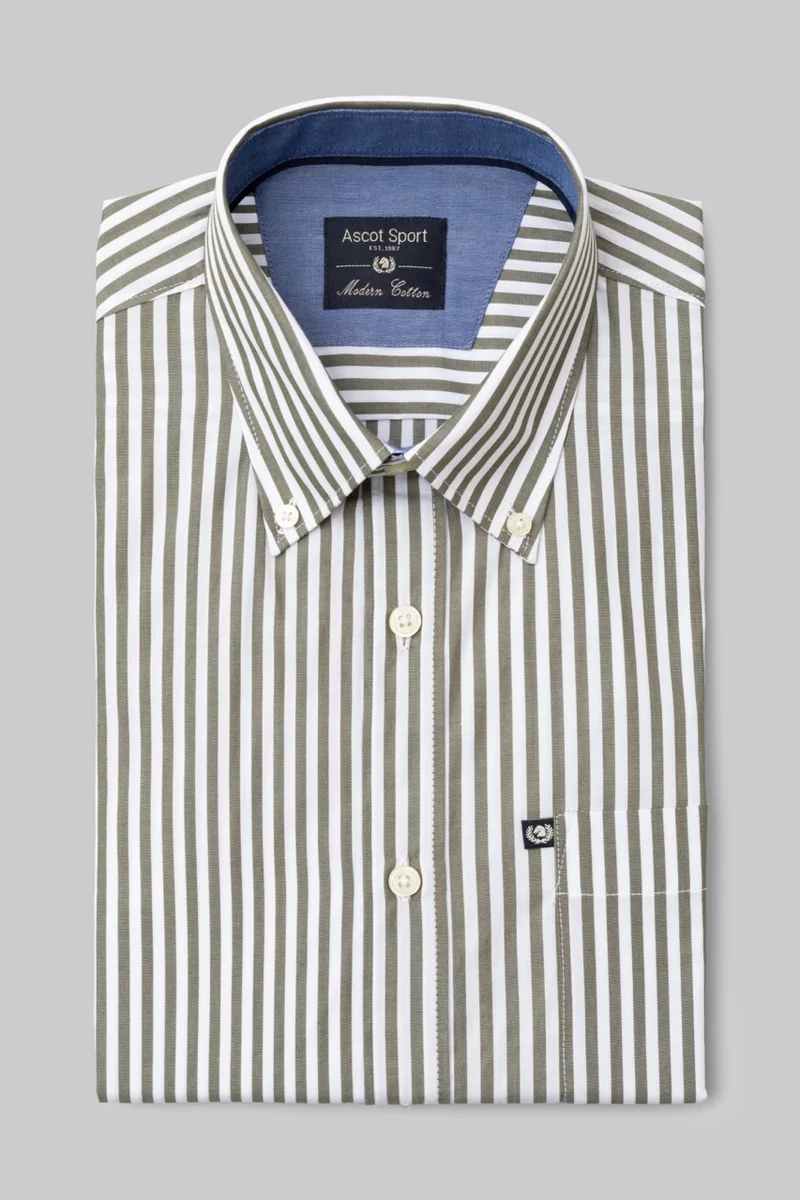 Camicia button down rigata in 100% popeline di cotone