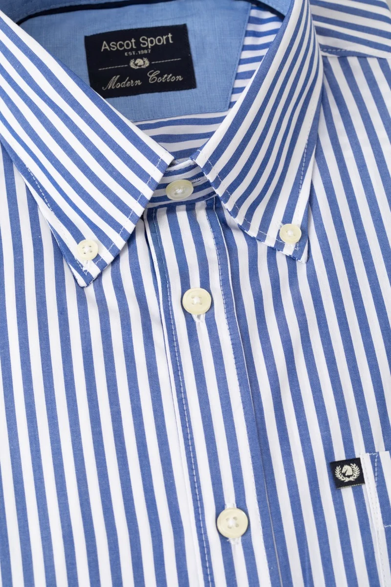 Camicia button down rigata in 100% popeline di cotone