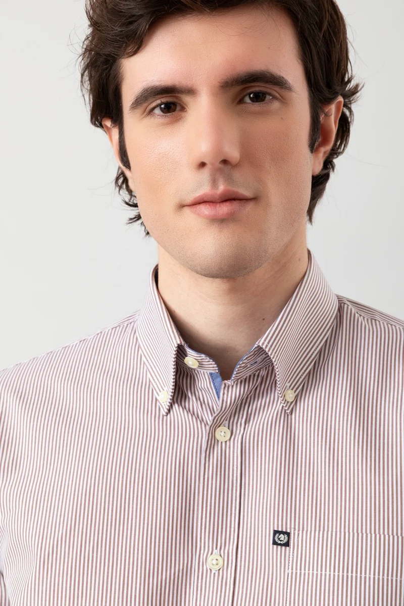 Camicia button down bastoncino in 100% popeline di cotone