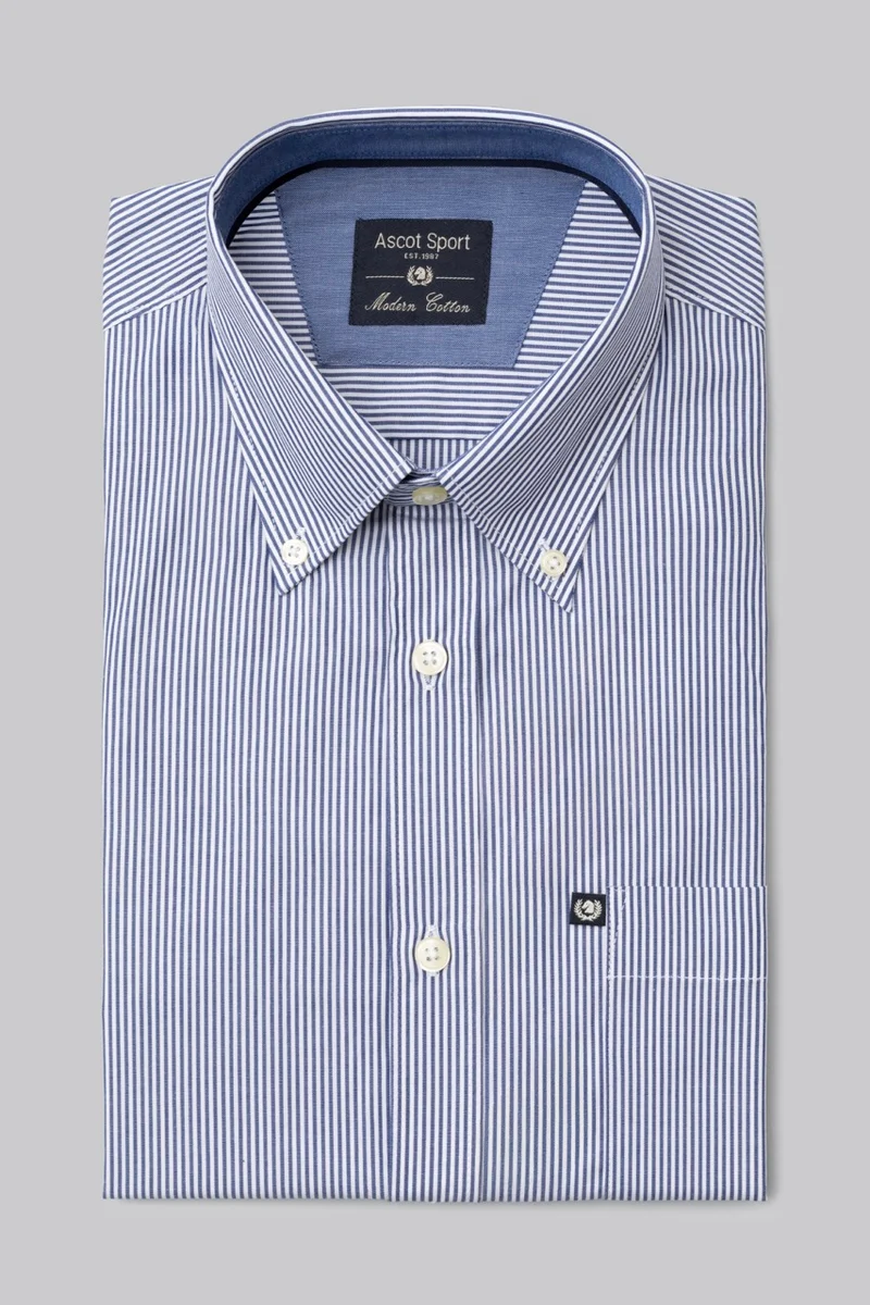 Camicia button down bastoncino in 100% popeline di cotone