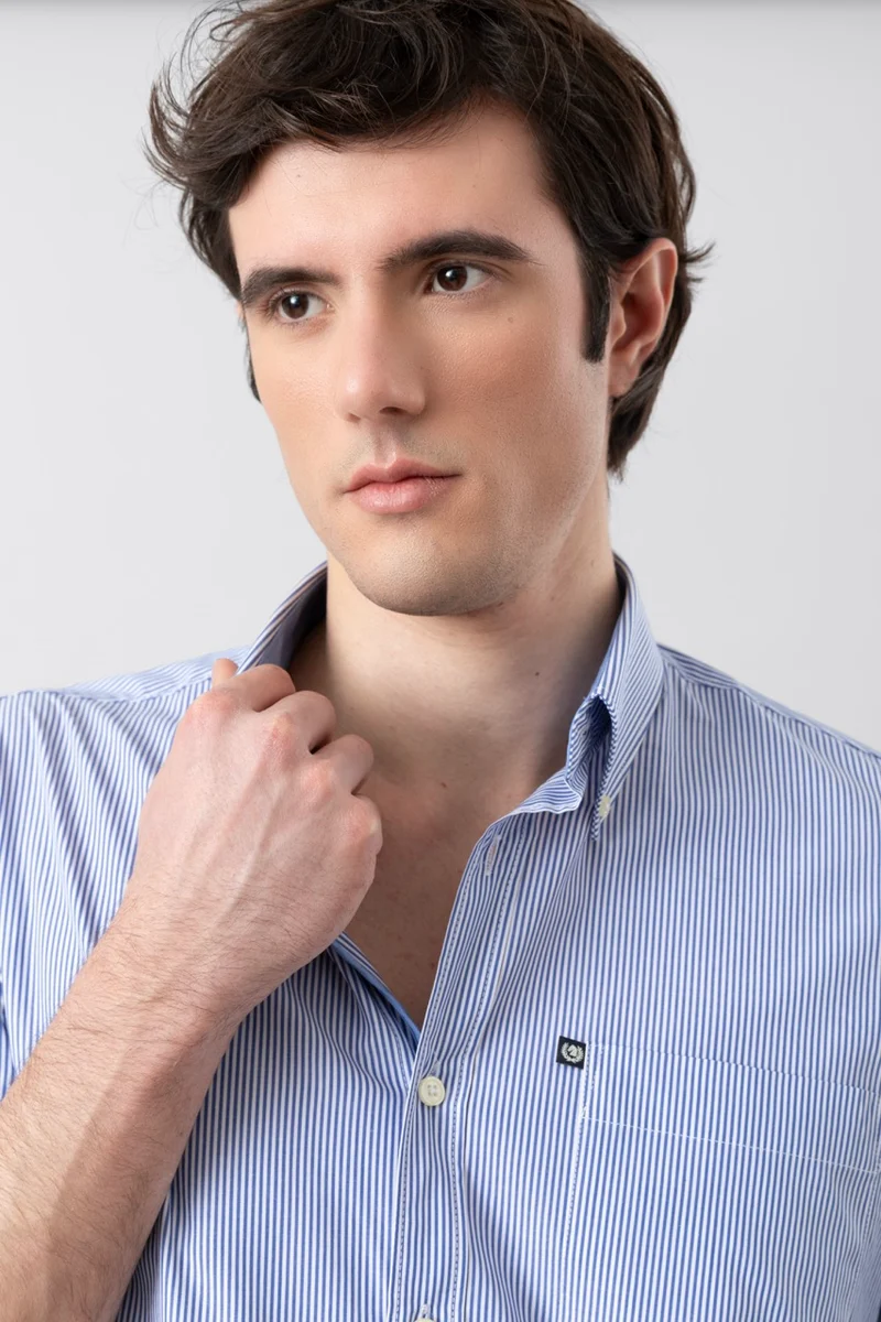 Camicia button down bastoncino in 100% popeline di cotone