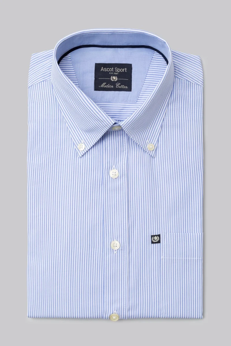 Camicia button down bastoncino in 100% popeline di cotone