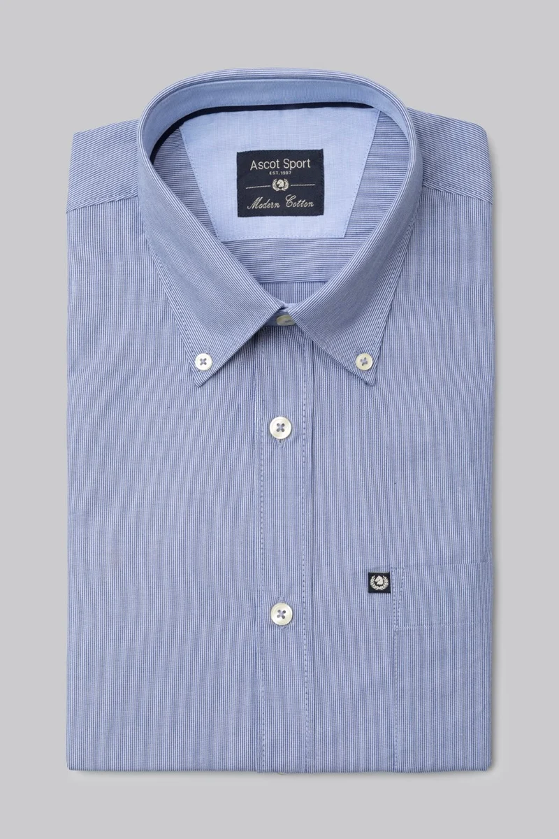 Camicia button down in fantasia micro riga 100% popeline di cotone