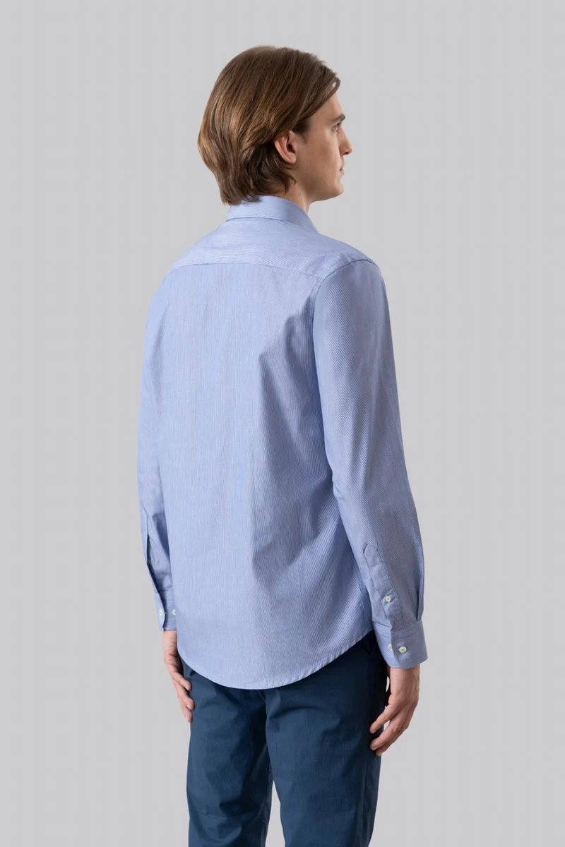Camicia button down in fantasia micro riga 100% popeline di cotone