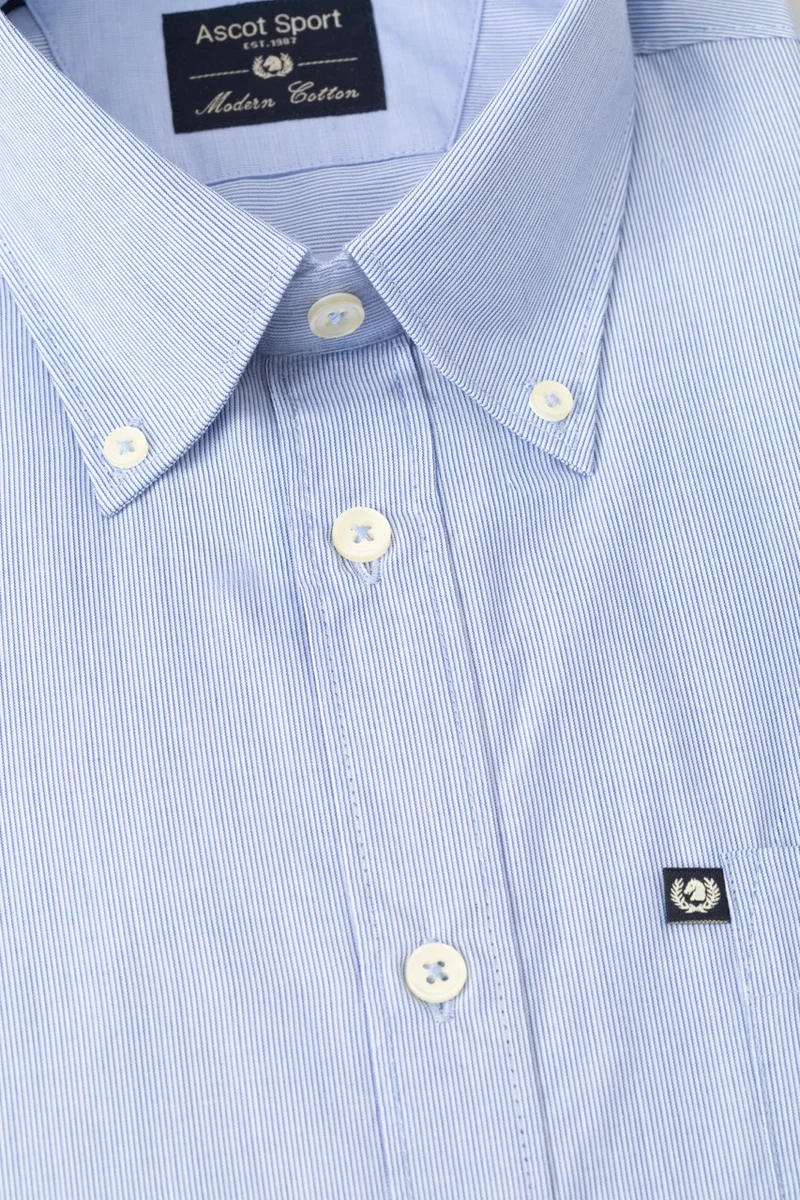 Camicia button down in fantasia micro riga 100% popeline di cotone