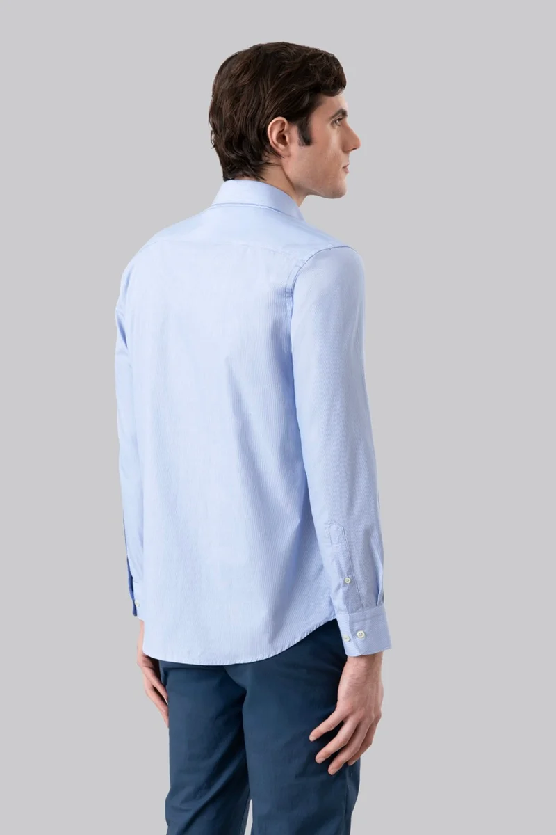 Camicia button down in fantasia micro riga 100% popeline di cotone