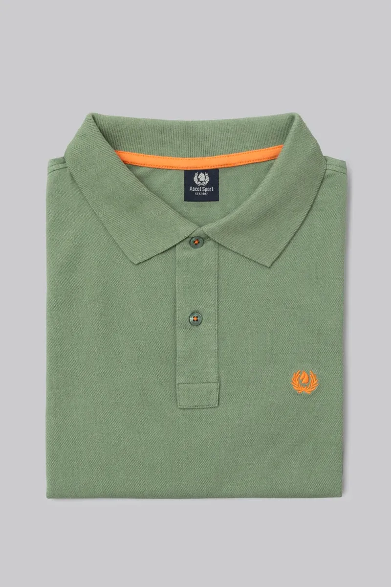 Polo in piquet di cotone con logo ricamato a contrasto