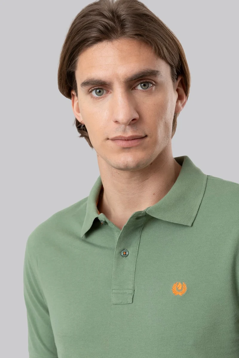 Polo in piquet di cotone con logo ricamato a contrasto