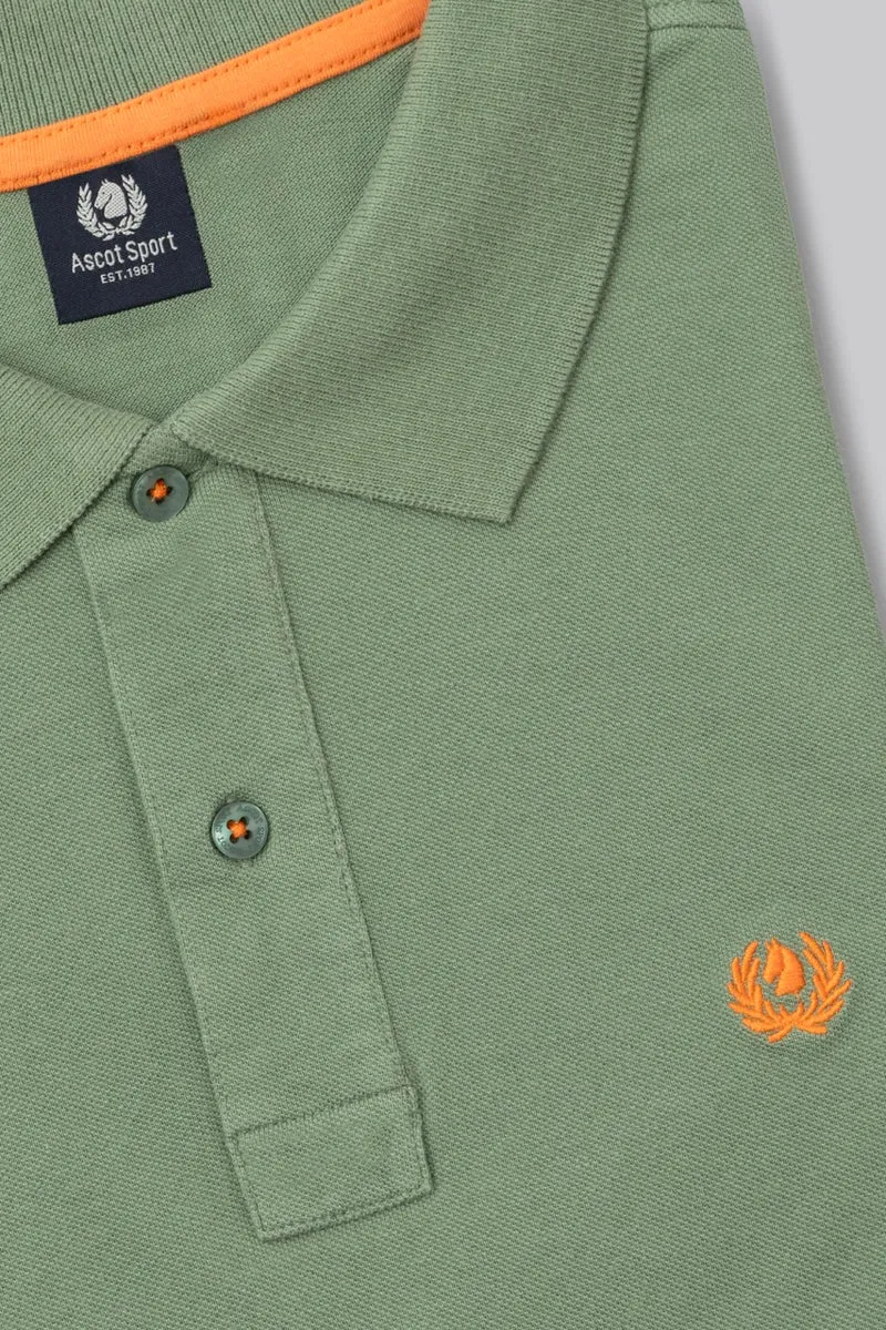 Polo in piquet di cotone con logo ricamato a contrasto