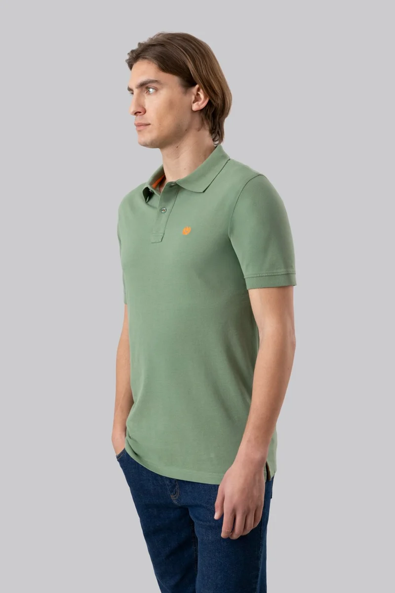 Polo in piquet di cotone con logo ricamato a contrasto