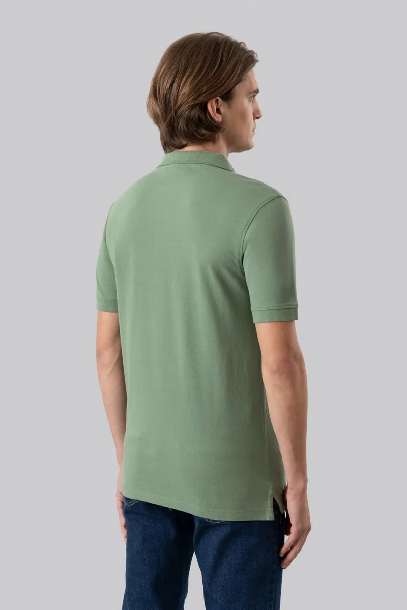 Polo in piquet di cotone con logo ricamato a contrasto