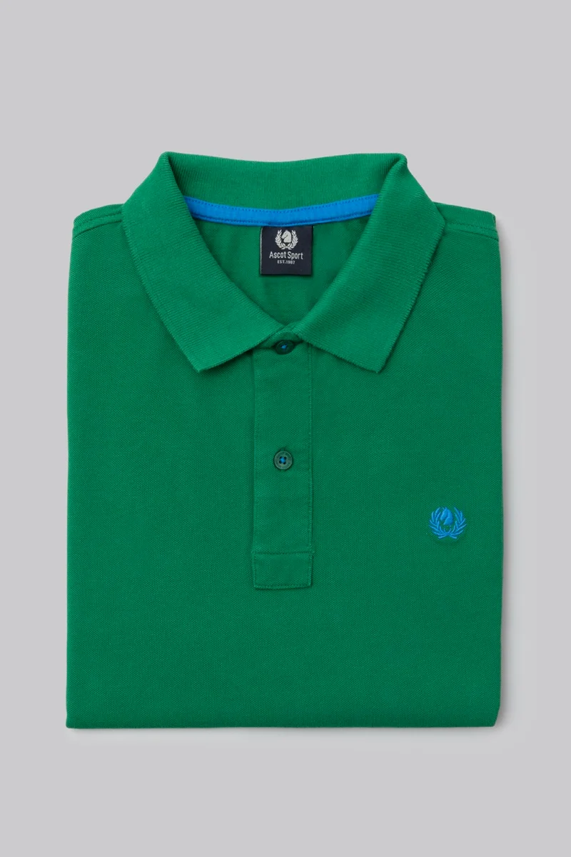 Polo in piquet di cotone con logo ricamato a contrasto