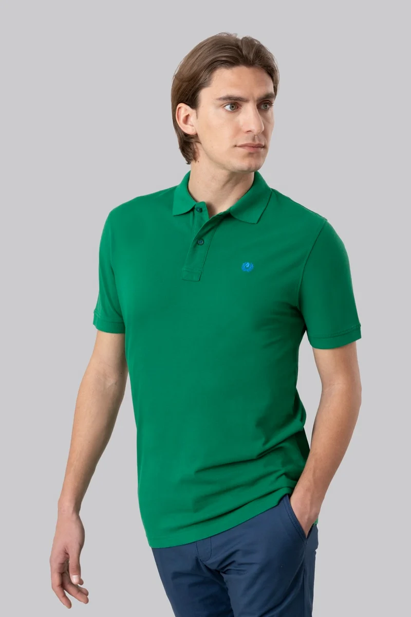 Polo in piquet di cotone con logo ricamato a contrasto