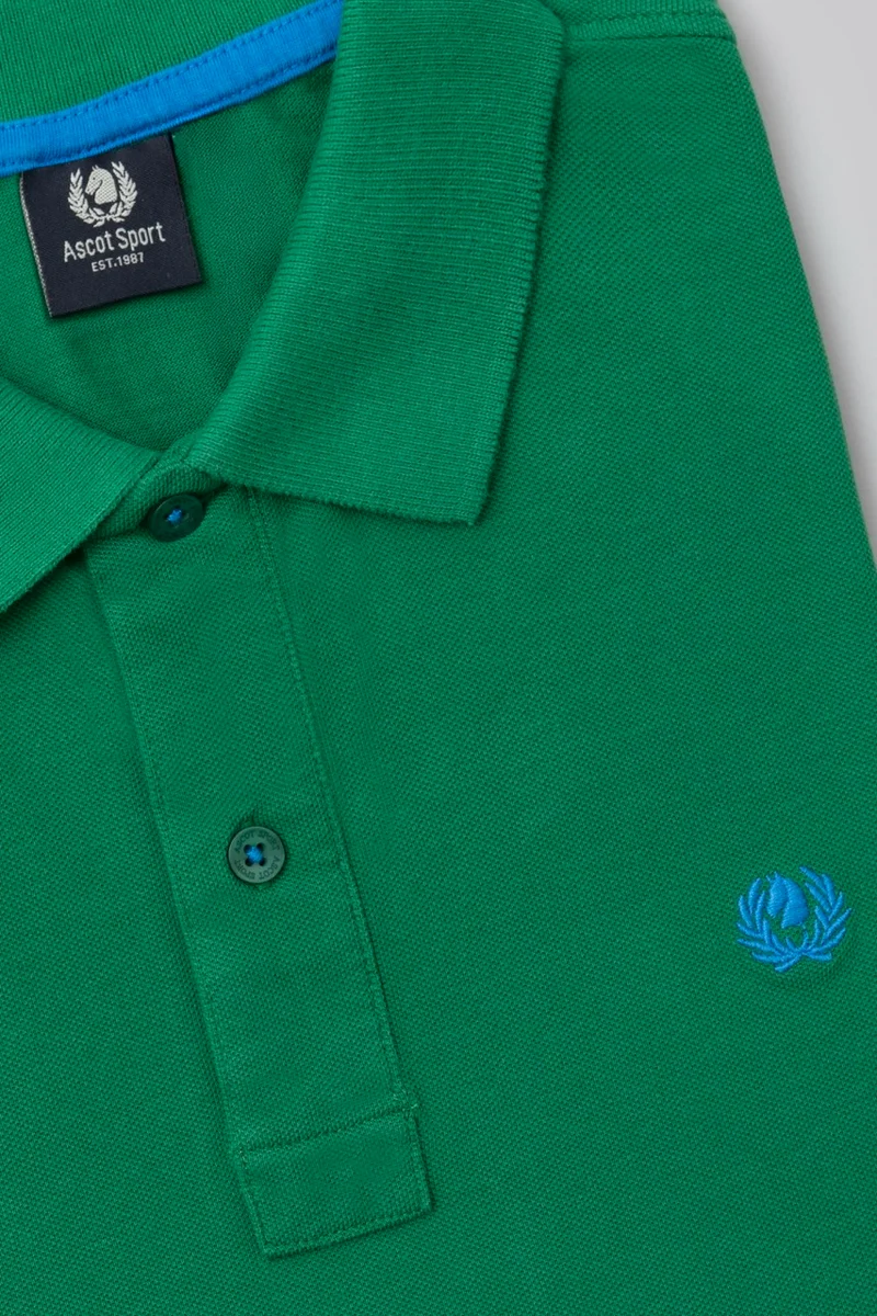 Polo in piquet di cotone con logo ricamato a contrasto