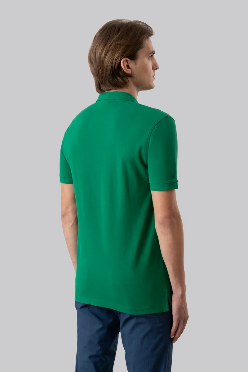 Polo in piquet di cotone con logo ricamato a contrasto
