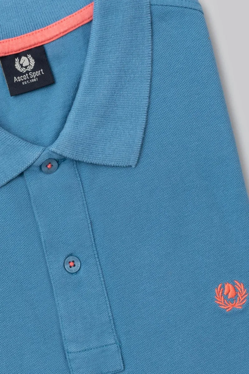 Polo in piquet di cotone con logo ricamato a contrasto