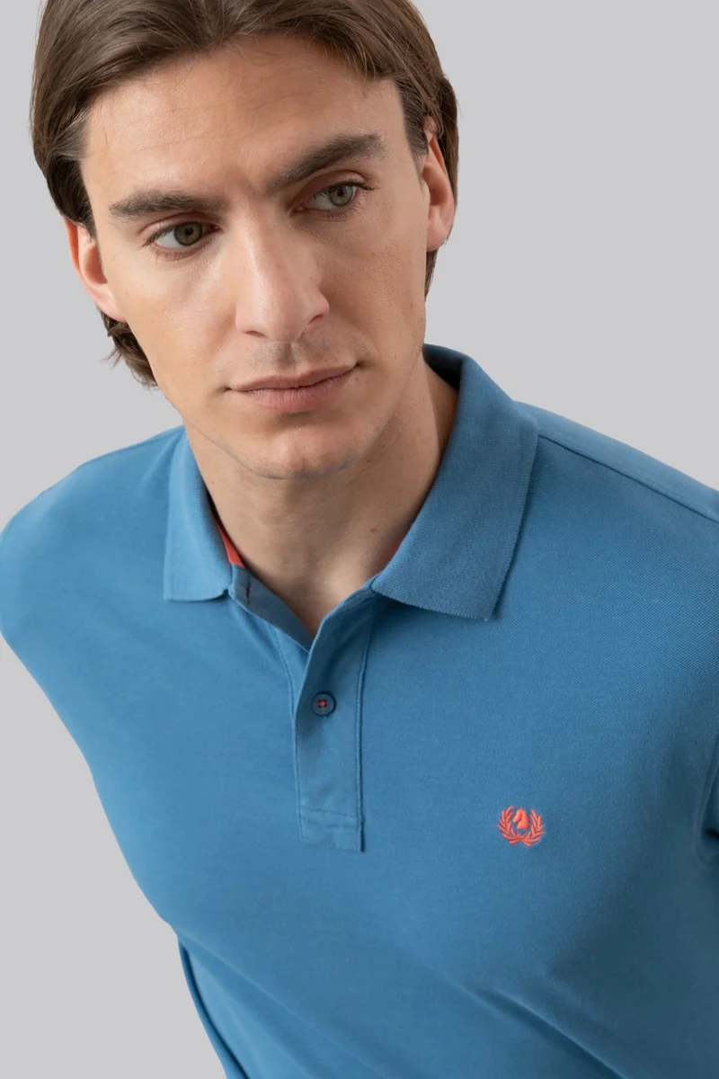 Polo in piquet di cotone con logo ricamato a contrasto