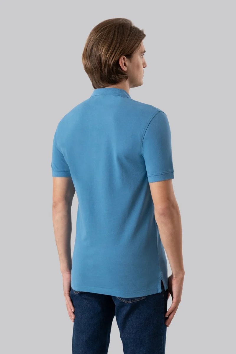 Polo in piquet di cotone con logo ricamato a contrasto