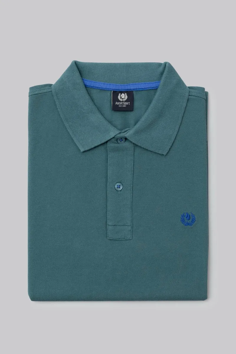 Polo in piquet di cotone con logo ricamato a contrasto