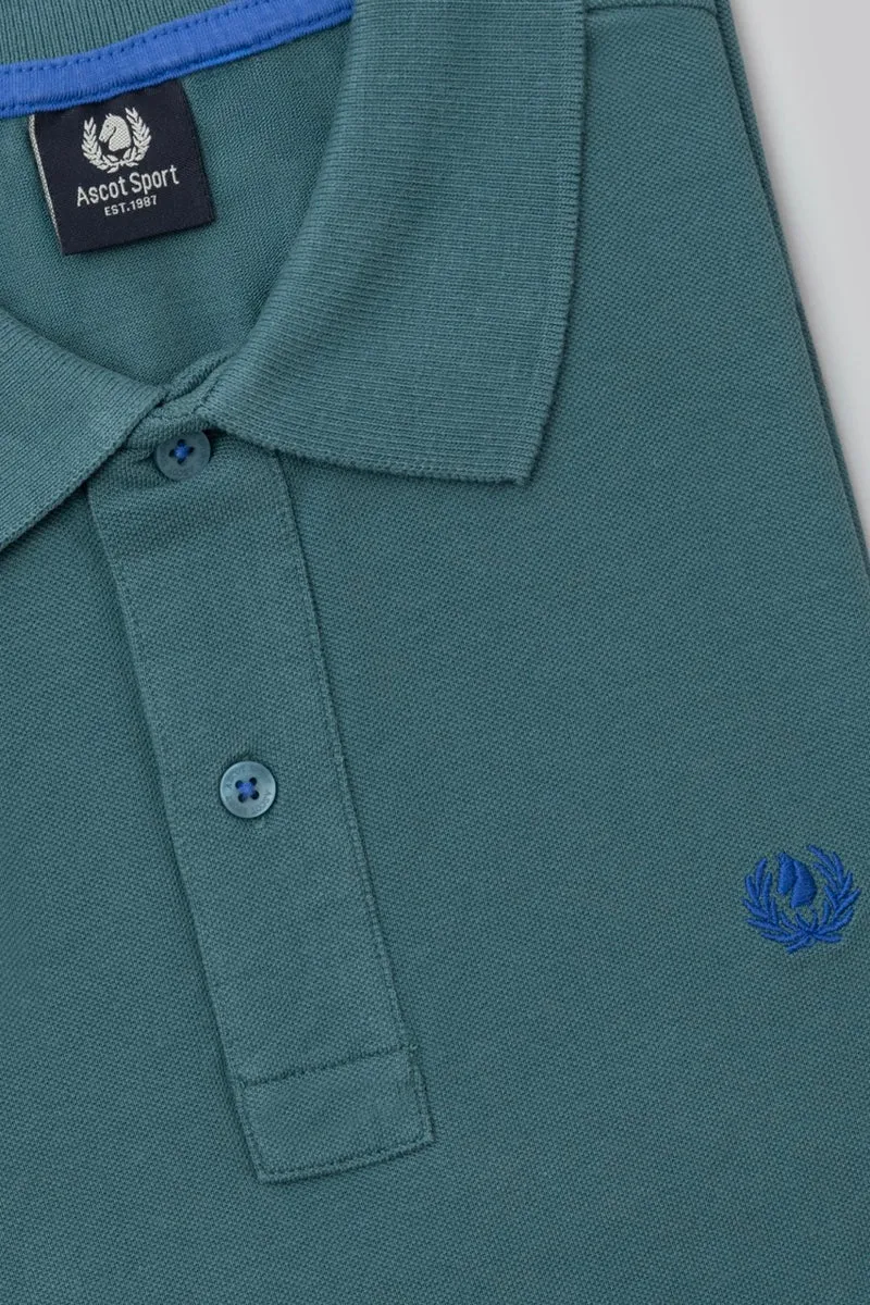 Polo in piquet di cotone con logo ricamato a contrasto
