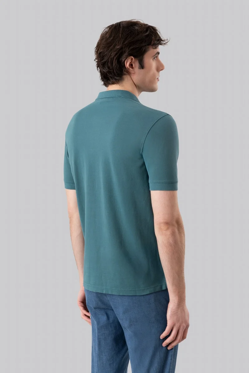 Polo in piquet di cotone con logo ricamato a contrasto
