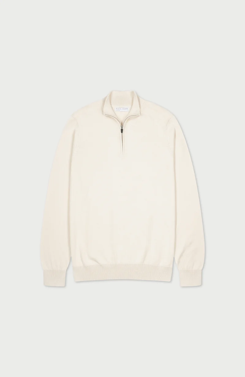 Mens Lightweight Cotton Zip Neck Jumper