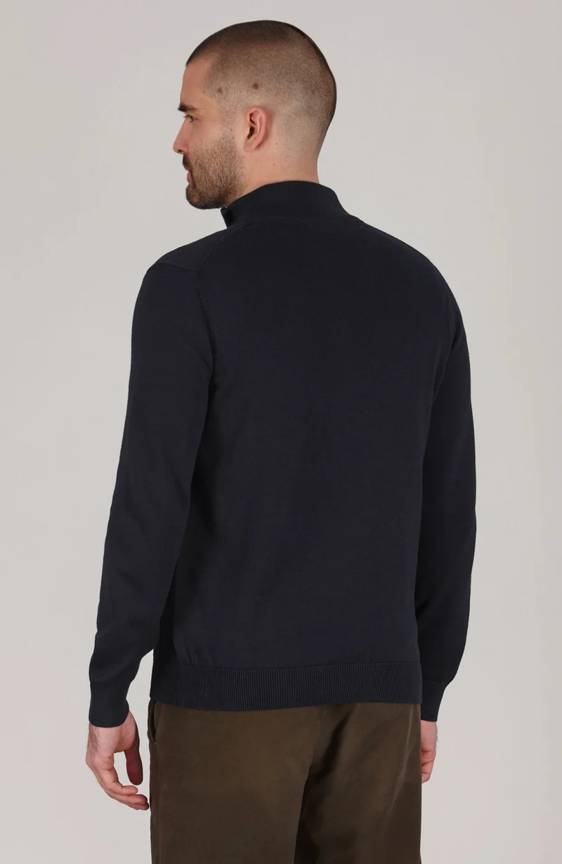 Mens Lightweight Cotton Zip Neck Jumper