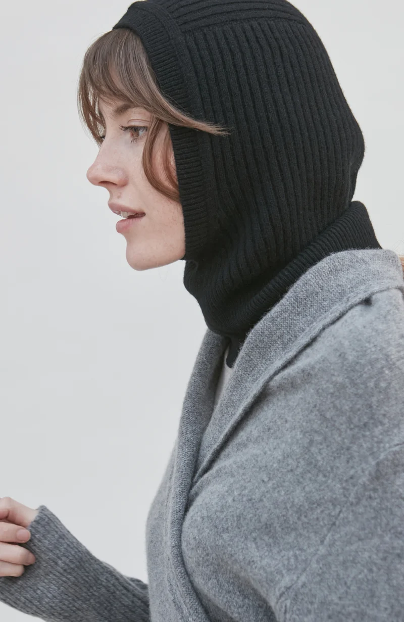 Merino Cashmere Ribbed Open Face Balaclava
