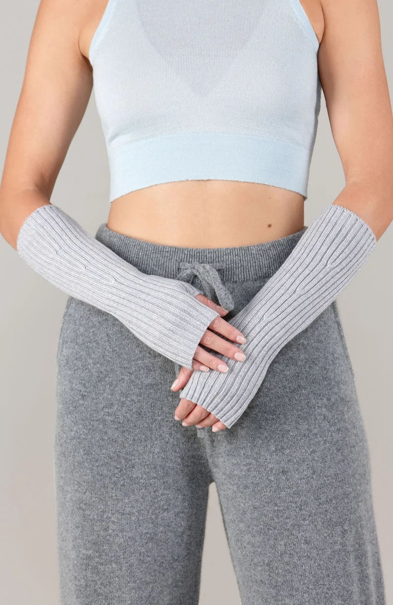 Womens Merino Activewear Ribbed Fingerless Gloves