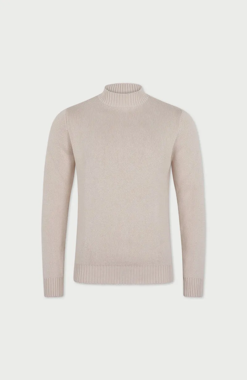 Mens Midweight Cotton Mock Turtleneck Jumper