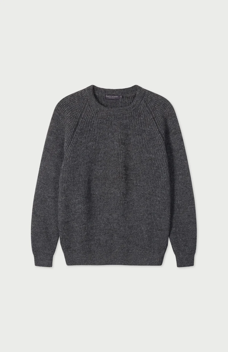 Mens Sheepsoft British Wool Fisherman Rib Knit Jumper