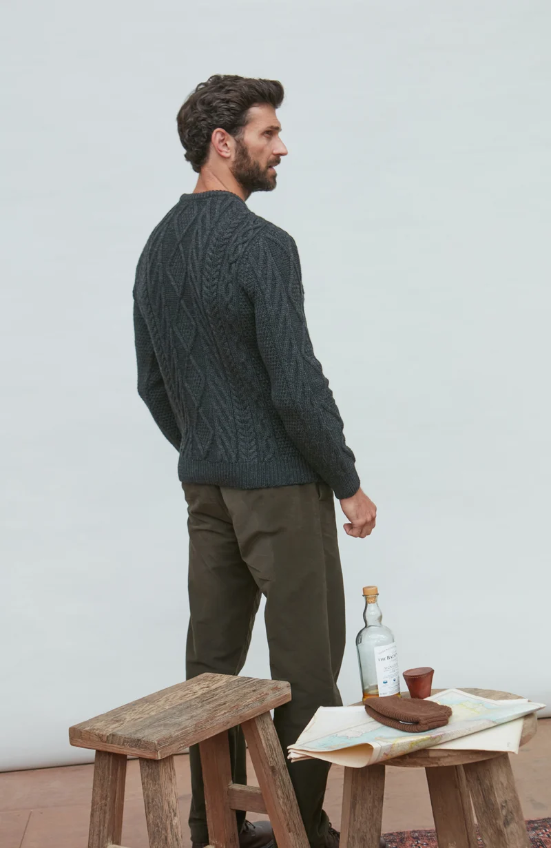 Mens Chunky Merino Wool Cable Jumper