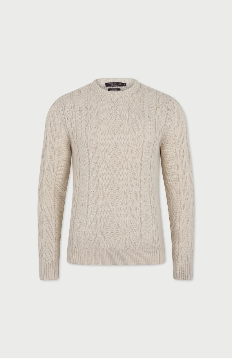 Mens Chunky Merino Wool Cable Jumper
