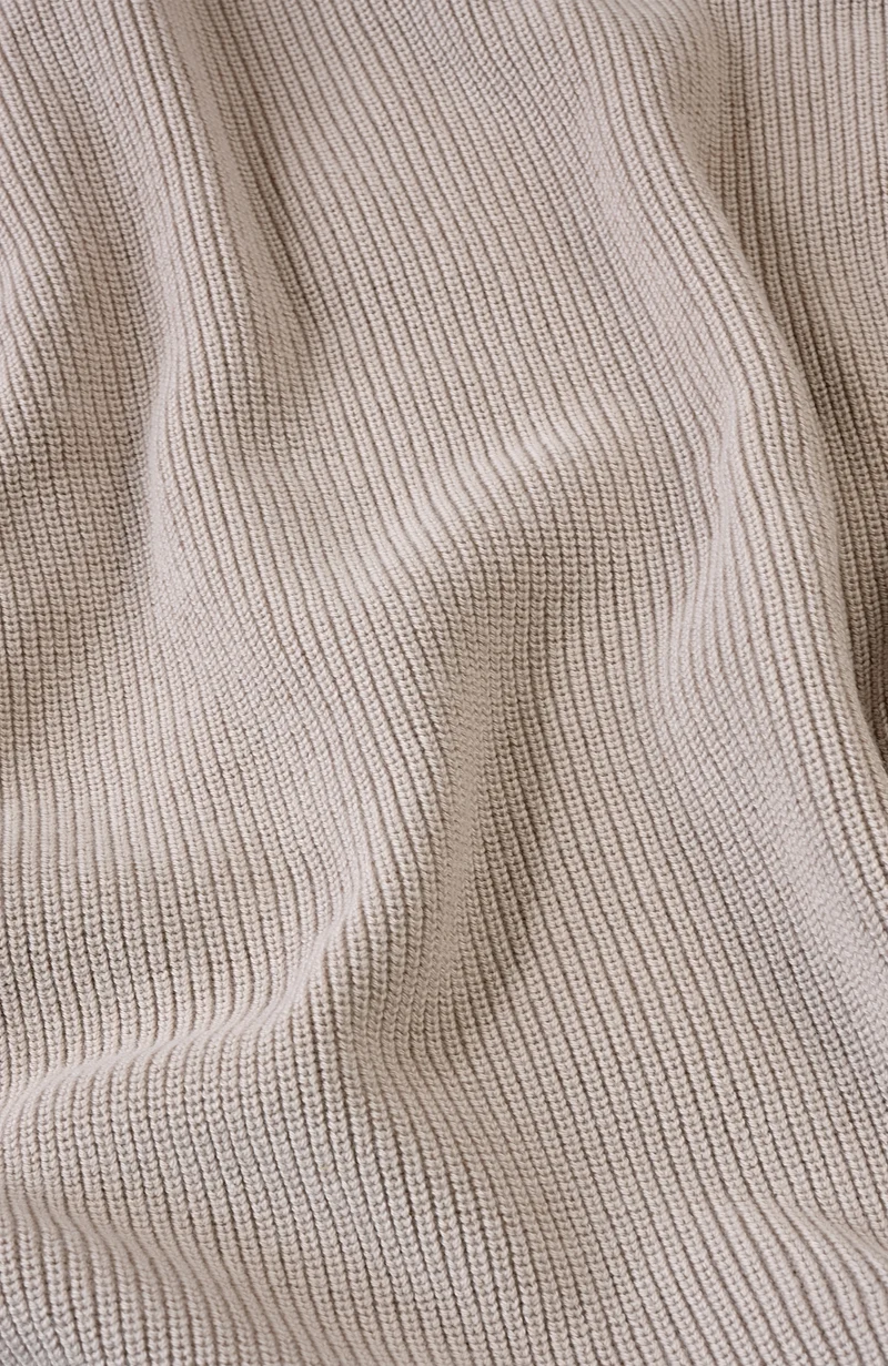 Womens Midweight Cotton Troyer Zip Neck Ribbed Jumper