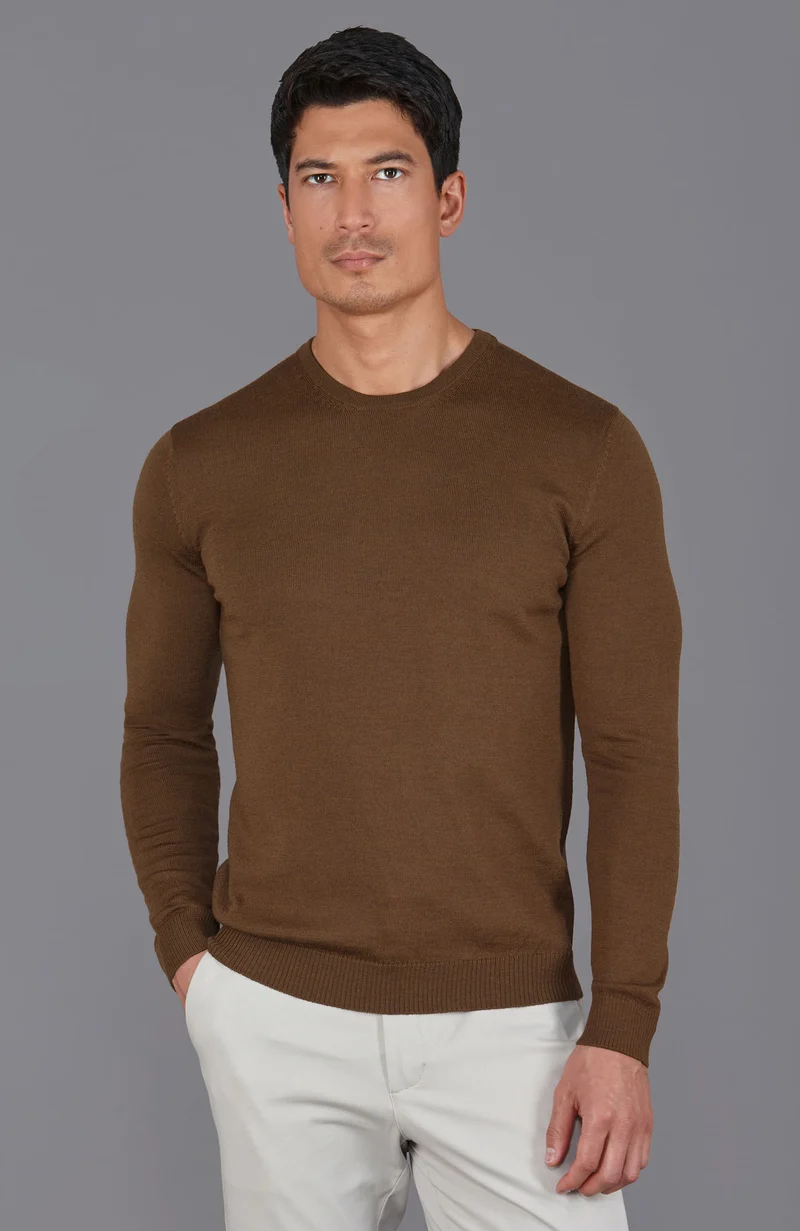Mens Extra Fine Merino Wool Crew Neck Jumper