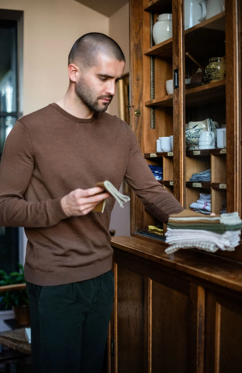 Mens Extra Fine Merino Wool Crew Neck Jumper