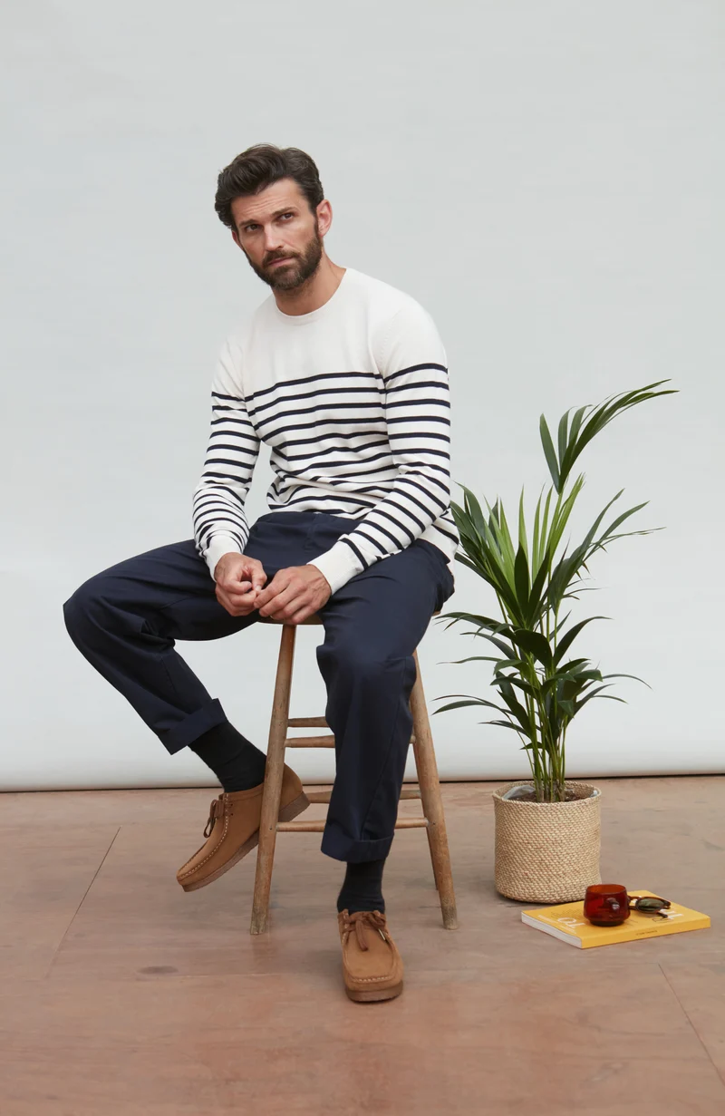 Mens Lightweight Cotton Striped Breton Sweater