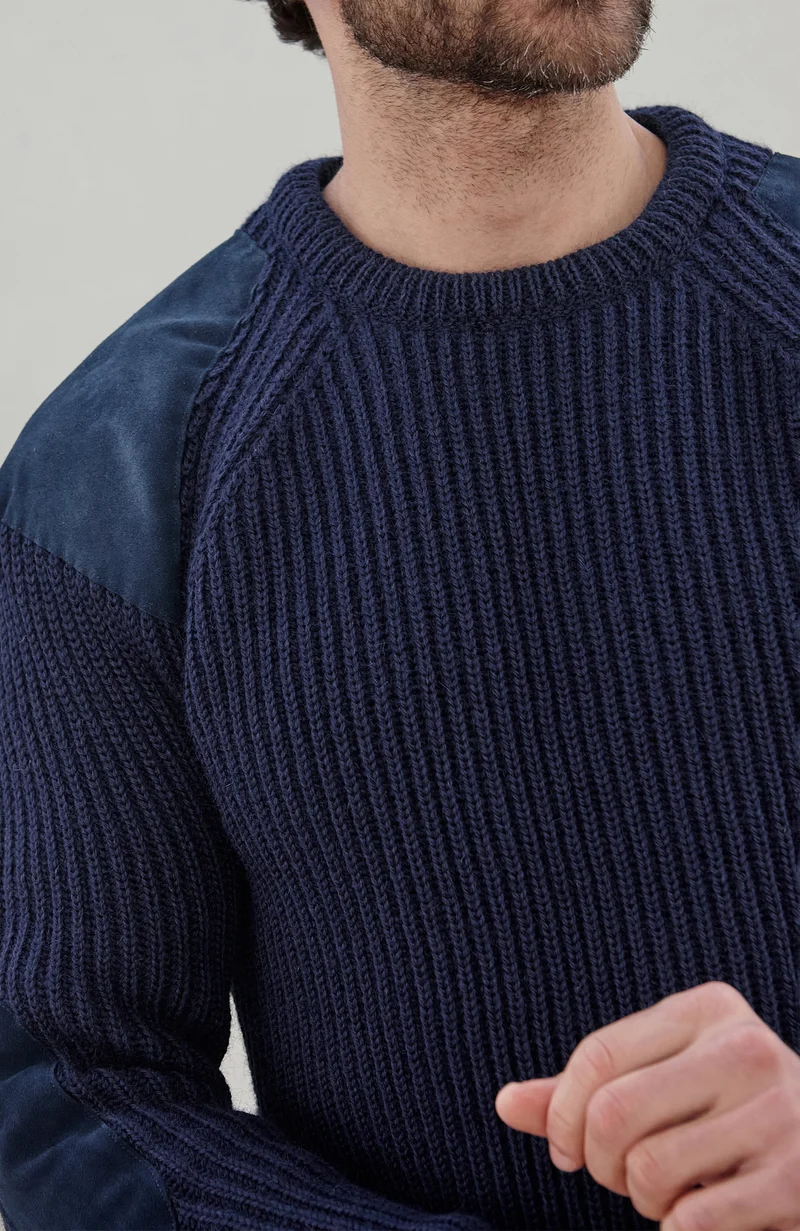 Mens Chunky British Wool Ribbed Shooting Jumper