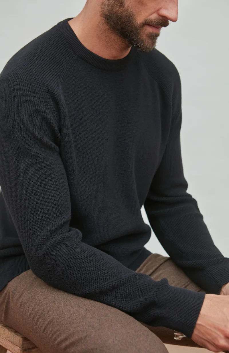 Mens Lightweight Cotton Fisherman Rib Jumper