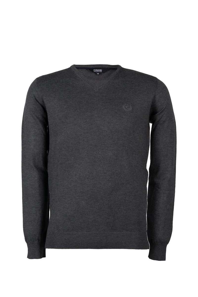 Pullover con scollo a V con logo ricamato ton sur ton sul petto